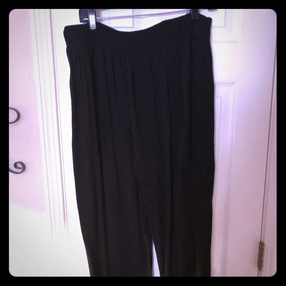 Black Wider Leg Crepe Like Material Pants